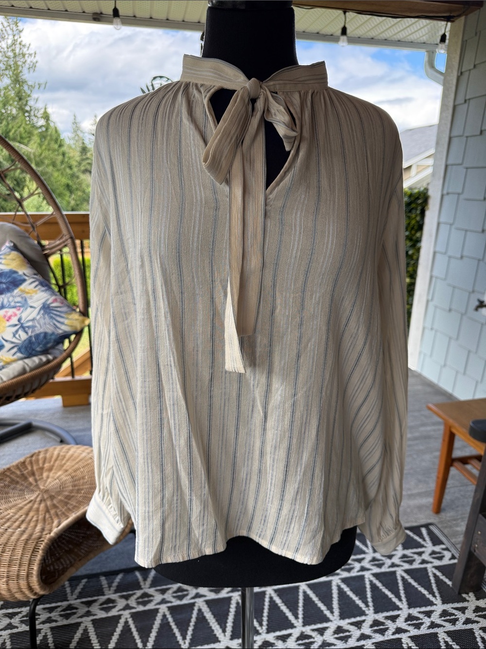 Part Two | Cream & Blue Striped Blouse